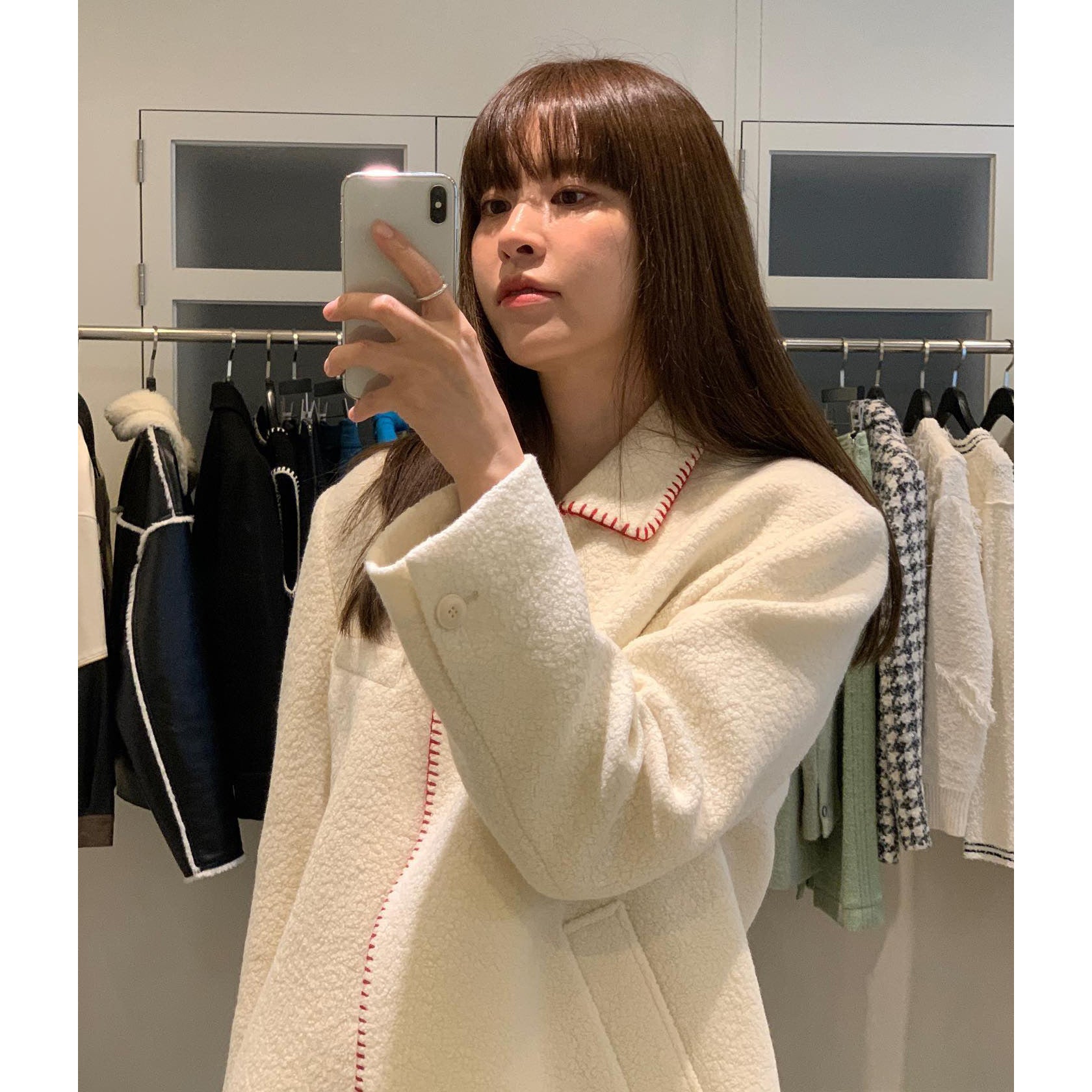 Design Lapel One Button Woolen Coat Outerwear Women