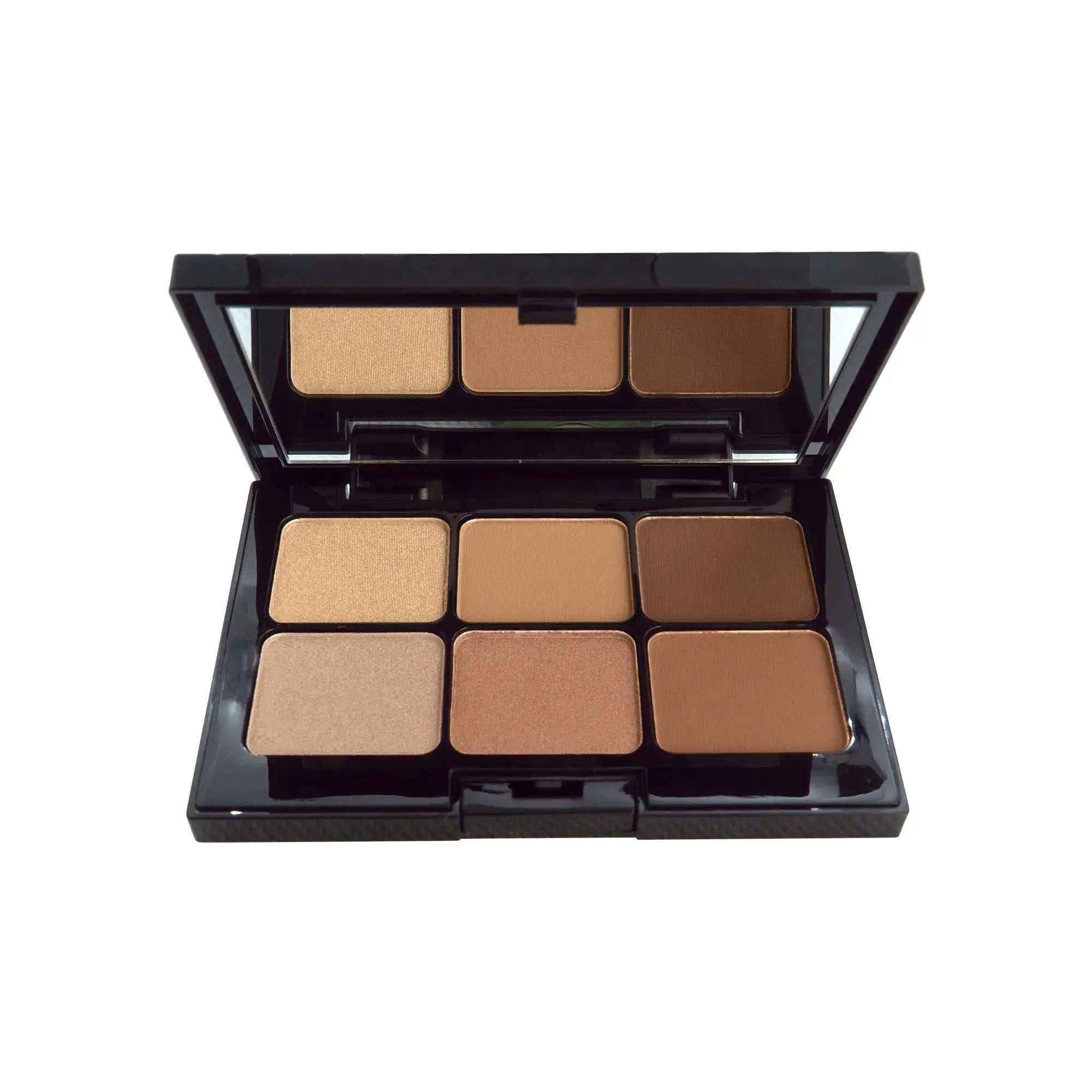Caramel Kiss Eyeshadow Palette Set featuring 6 creamy shades in shimmering and matte finishes for mesmerizing eye looks.