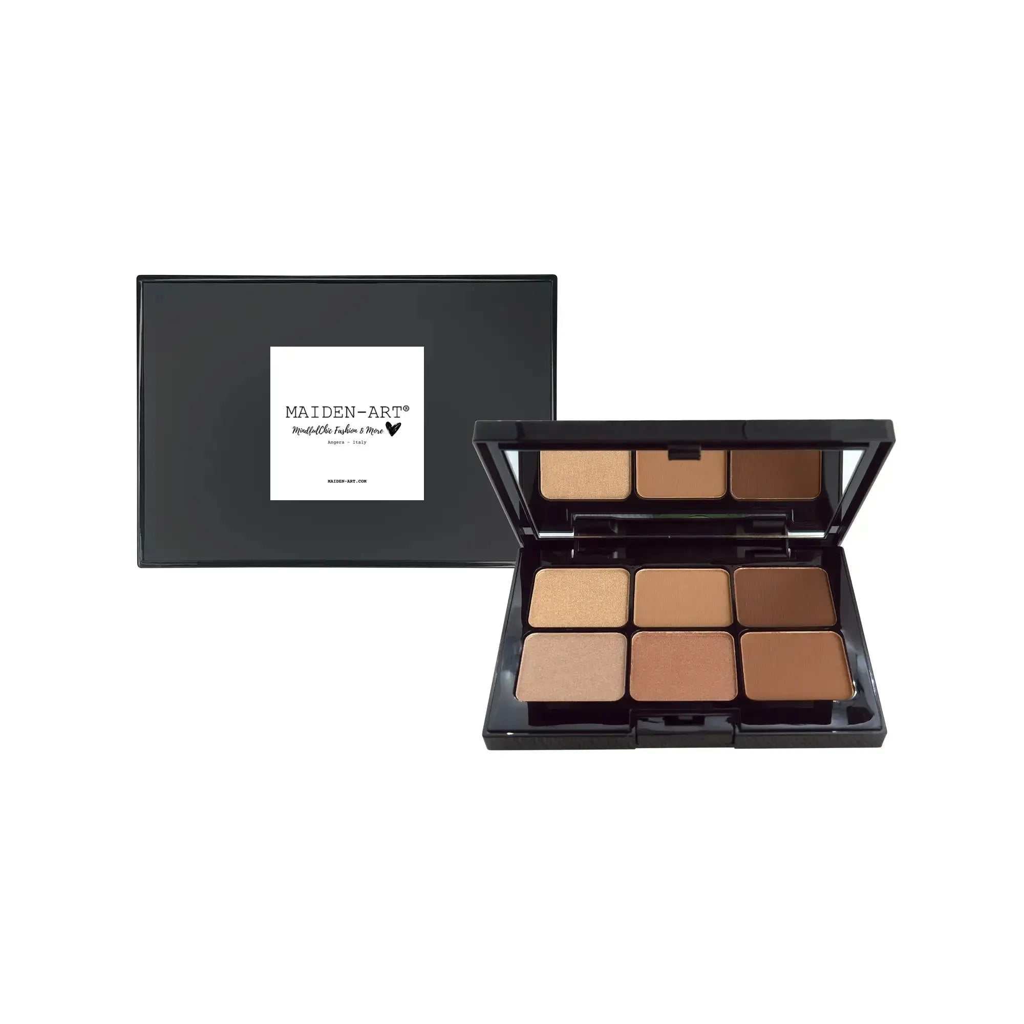 Caramel Kiss Eyeshadow Palette Set featuring 6 creamy shades for stunning eye looks, blendable texture, and luminous finish.