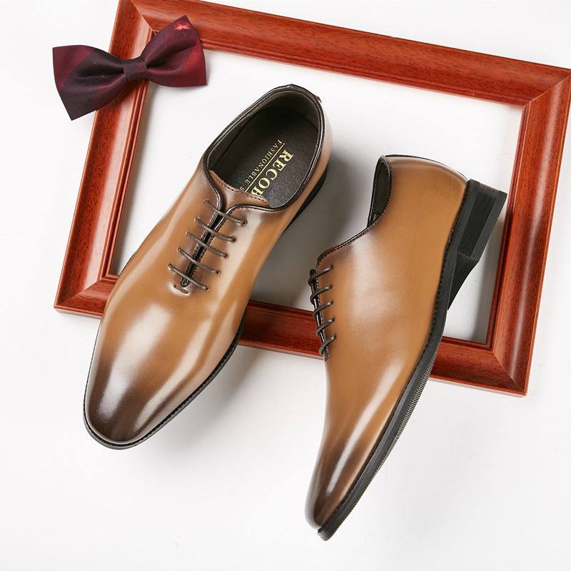 New Leather Hand-polished Business Shoes Men's Formal Wear Lace-up Shoes For Young Gentlemen