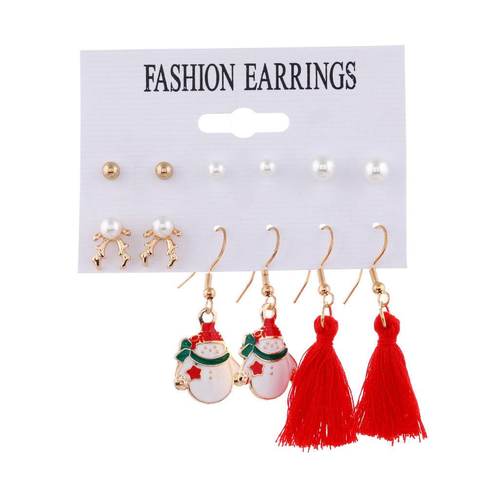 Christmas Earrings Female Student One Week Earring Set
