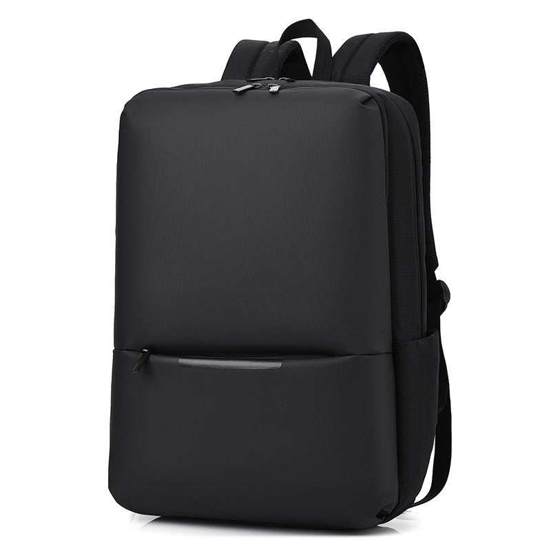 large-capacity business laptop backpack in sleek black design with zipper opening and spacious main compartment.