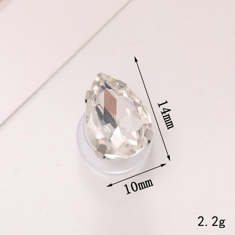 Bright crystal teardrop ornament, 14mm x 10mm, perfect for shoe embellishments and jewelry making.