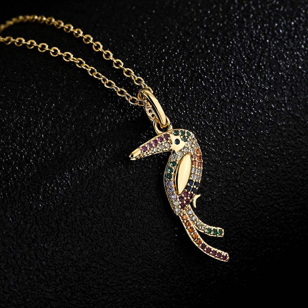 Unique design copper celestial pendant necklace with multicolor zircon stones on gold chain
