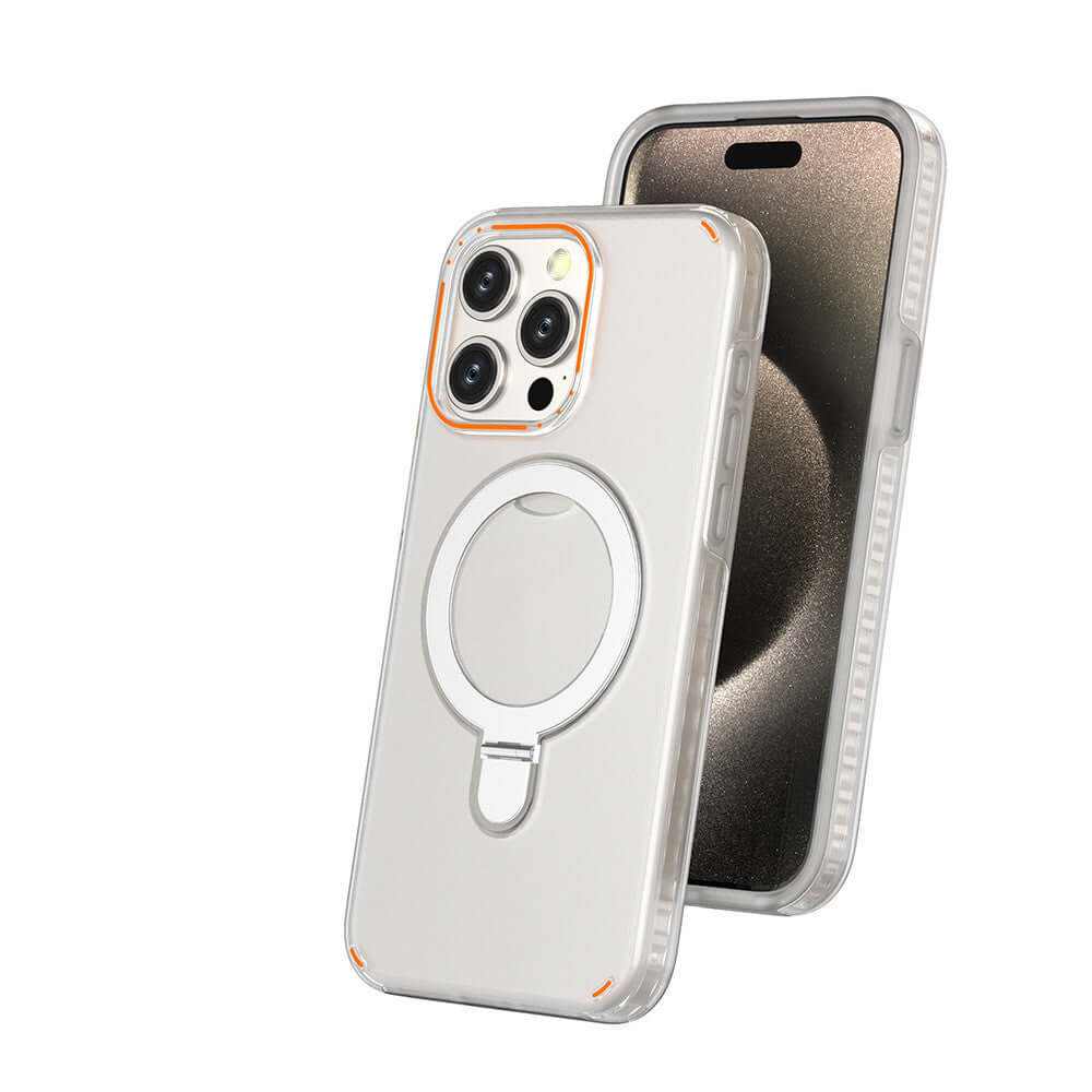 New colorful magnetic bracket phone case with holder stand for MagSafe, designed for protection and wireless charging.