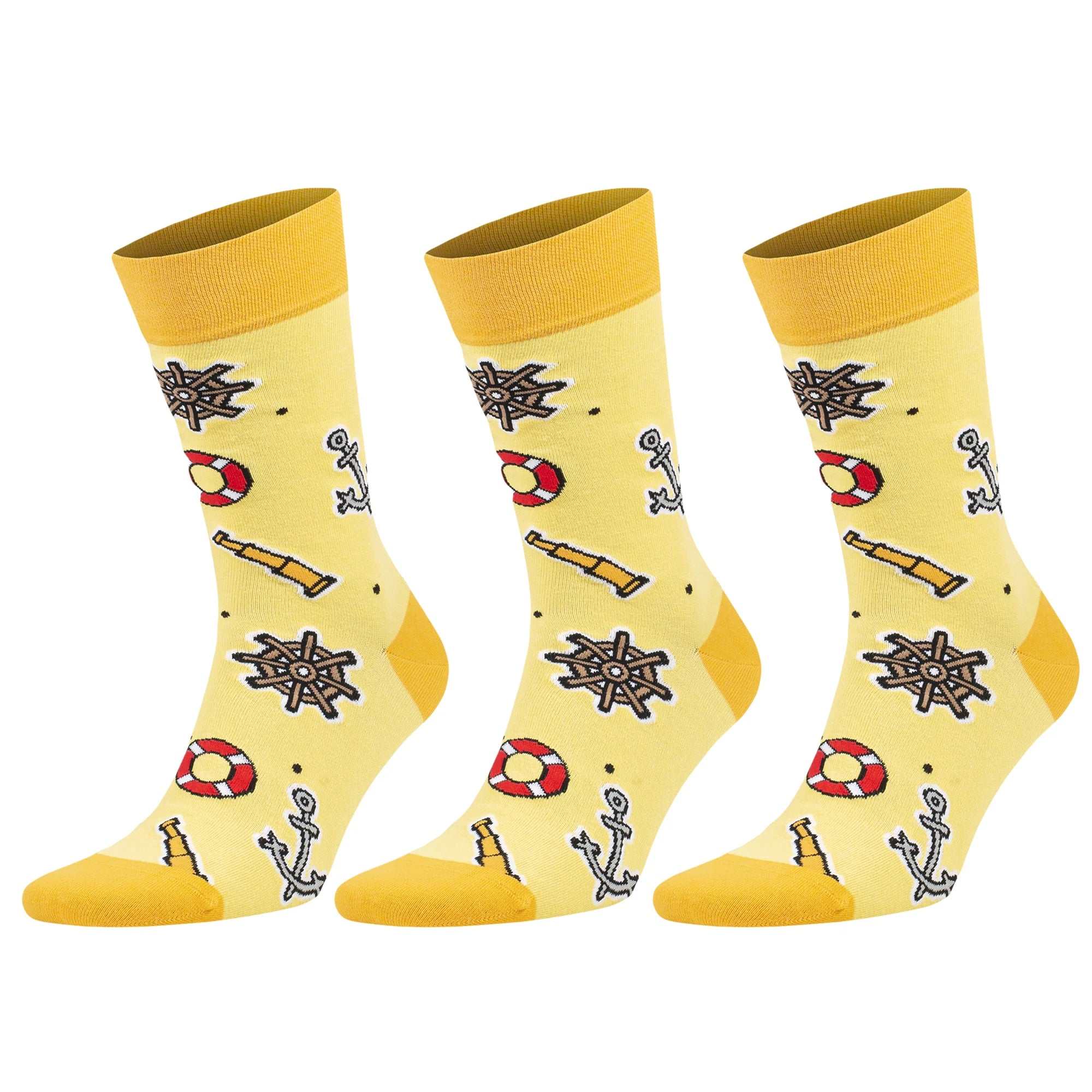 Colorful novelty crew socks featuring nautical themes, perfect for adding fun style to any outfit.