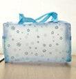 Transparent blue travel floral waterproof cosmetics storage bag with handles