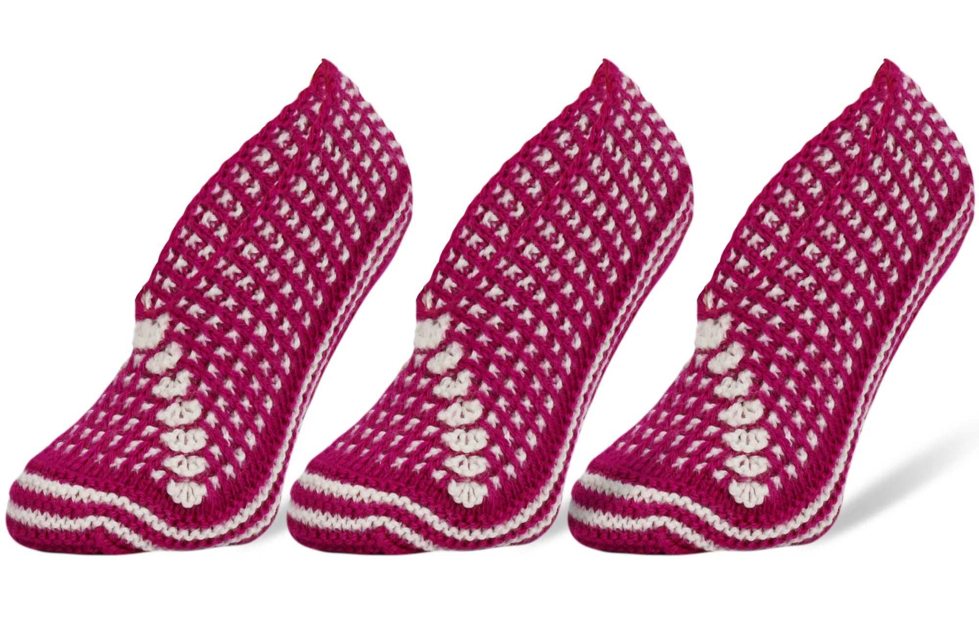 Crochet slipper socks for women, handmade with vintage design in pink, perfect for shoe size 5-7.