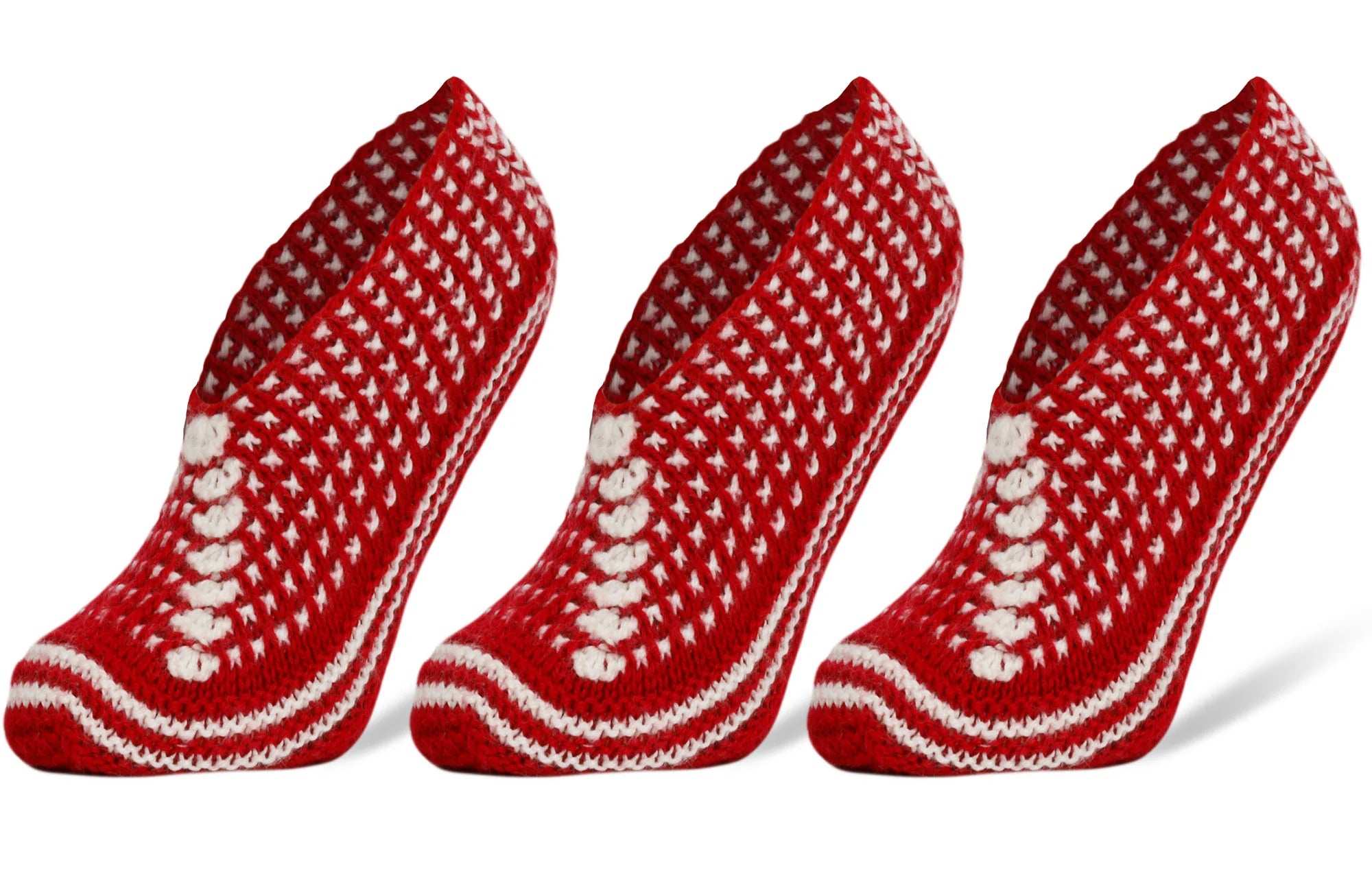 Crochet slipper socks for women in red, handcrafted, warm and comfortable, perfect for all seasons, size 5-7, vintage design.