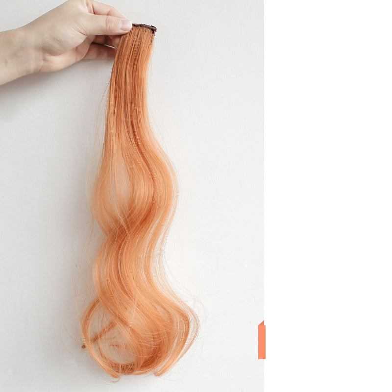 Hanging ear dyed curly hair extension in popular peach color with long wavy strands