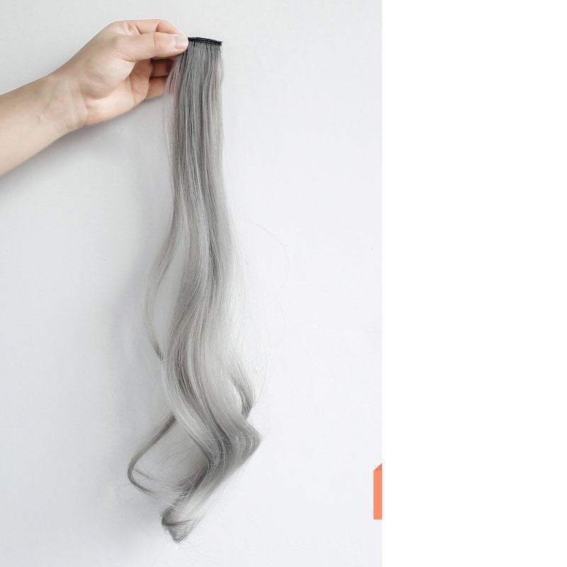 Hanging ear dyed curly hair extension in gray with high temperature wire and 43cm length