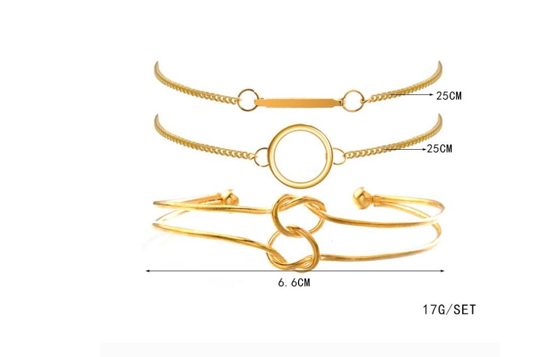 CZ Heart Gold Crystal gold plated alloy heart-shaped women's bracelet set