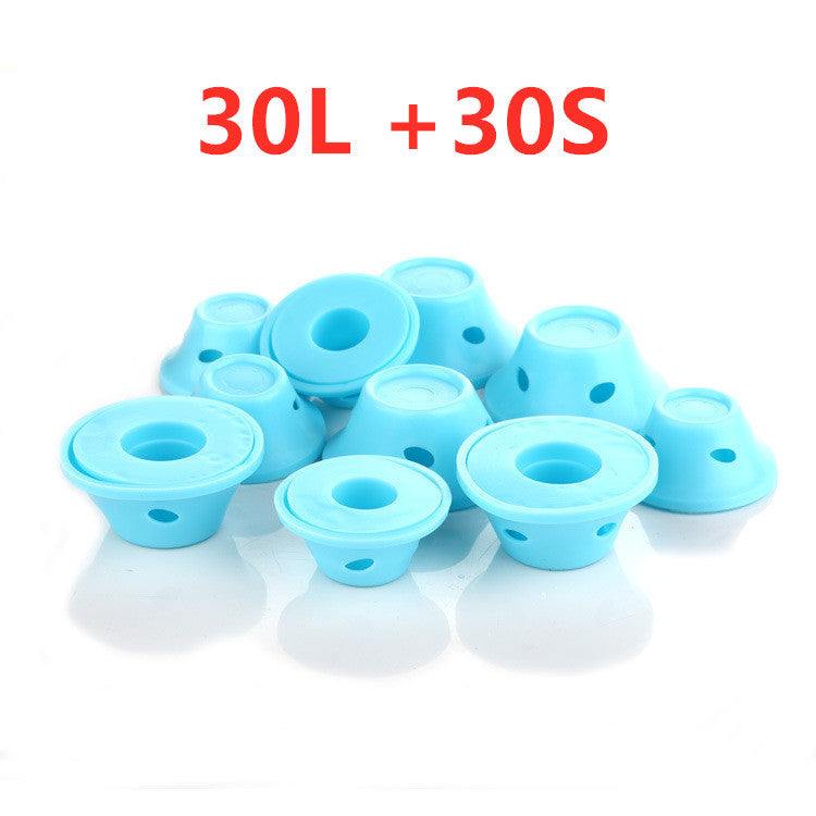 Damage-free styling silicone hair curlers set with large and small soft blue silicone rollers