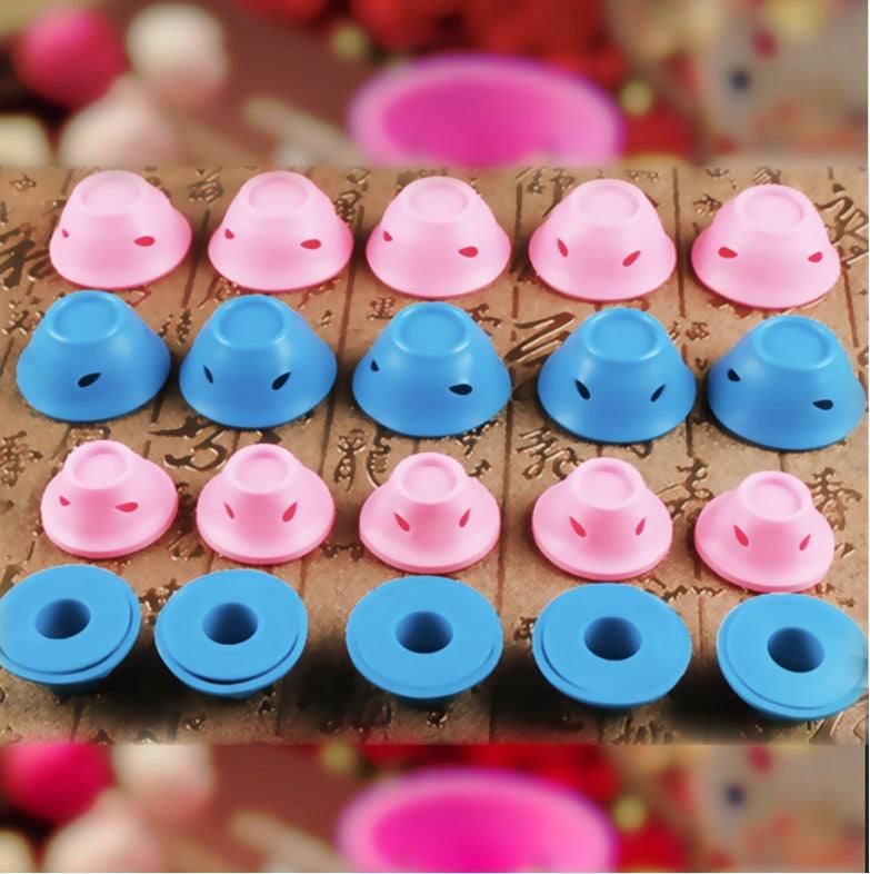 Damage-Free Styling silicone hair curlers in pink and blue soft silicone material for easy curling without heat damage