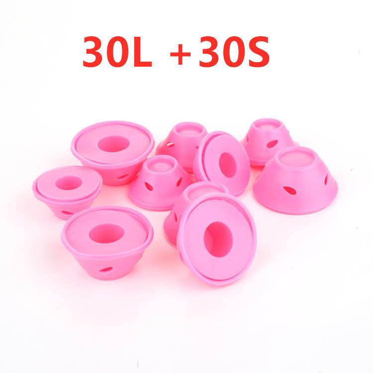 Damage-free styling pink silicone hair curlers set with large and small sizes for easy curling