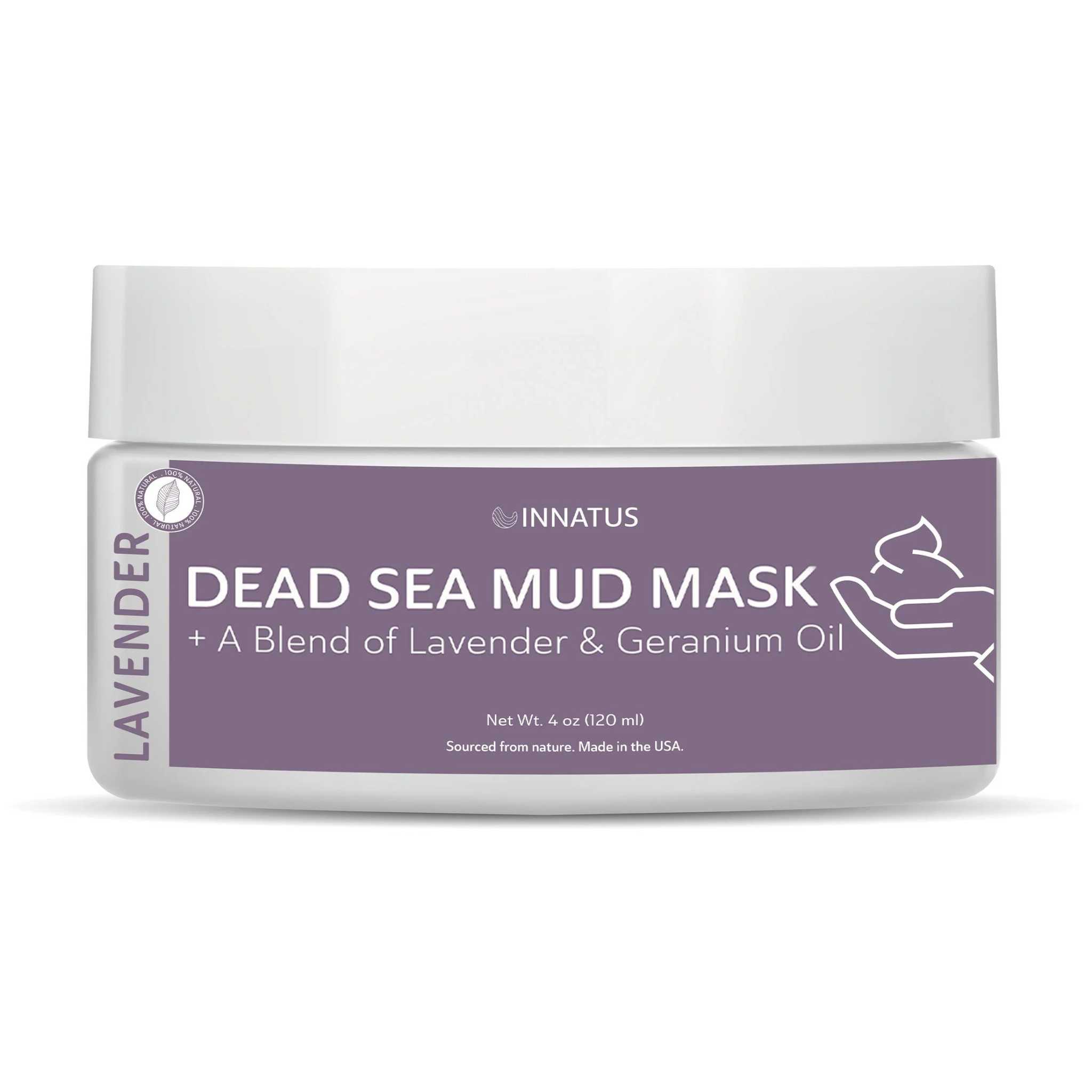 Dead Sea Mud Mask with Lavender and Geranium Oil for soothing skincare treatments.