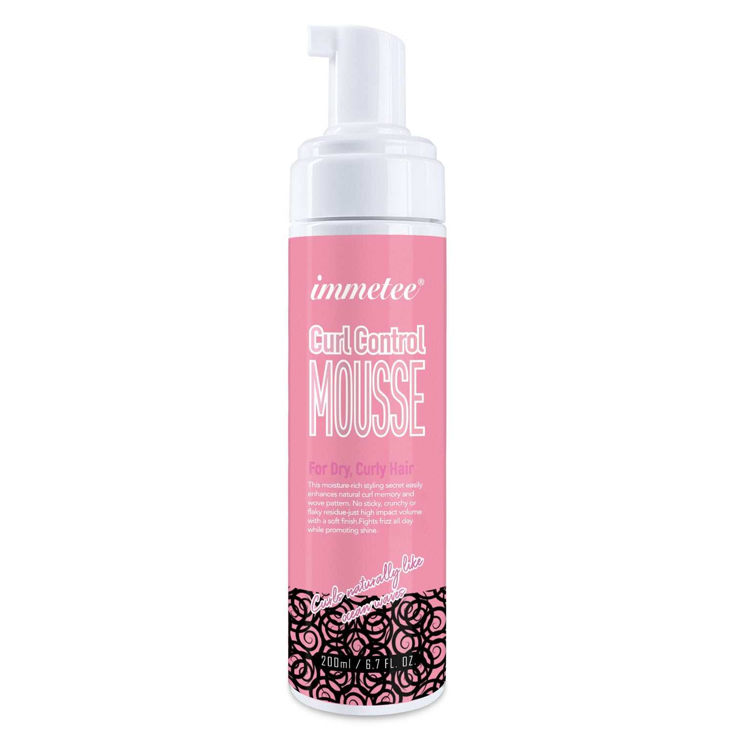 Defining & Moisturizing Curly Hair Mousse for dry curly hair in pink 200ml bottle
