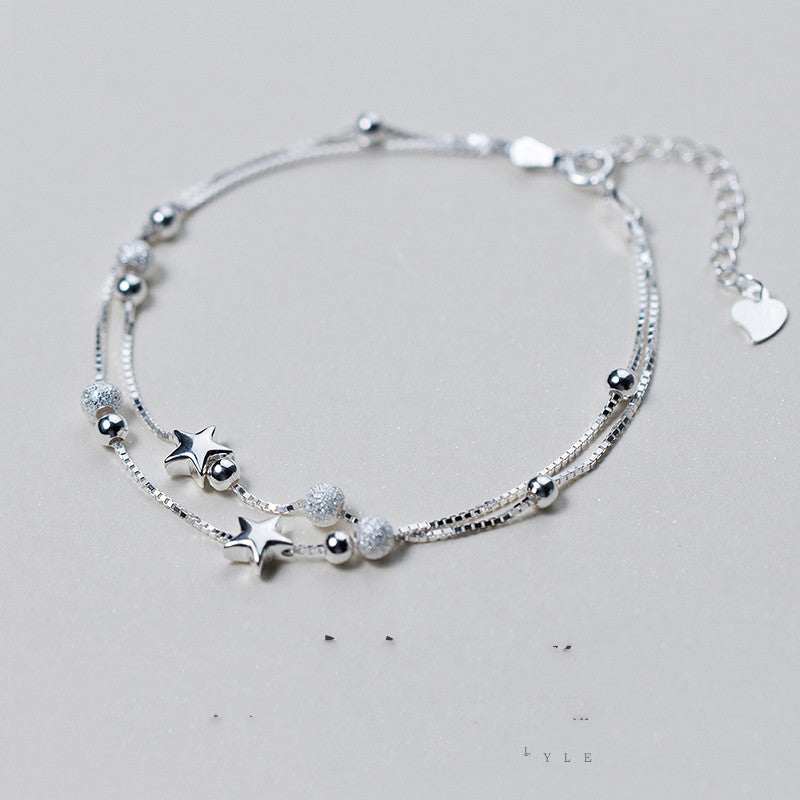 Silver star charm bracelet delicate birthday gift for girls