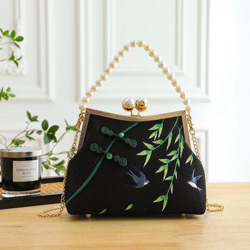 Lucky Bamboo Embroidery Handbags Women