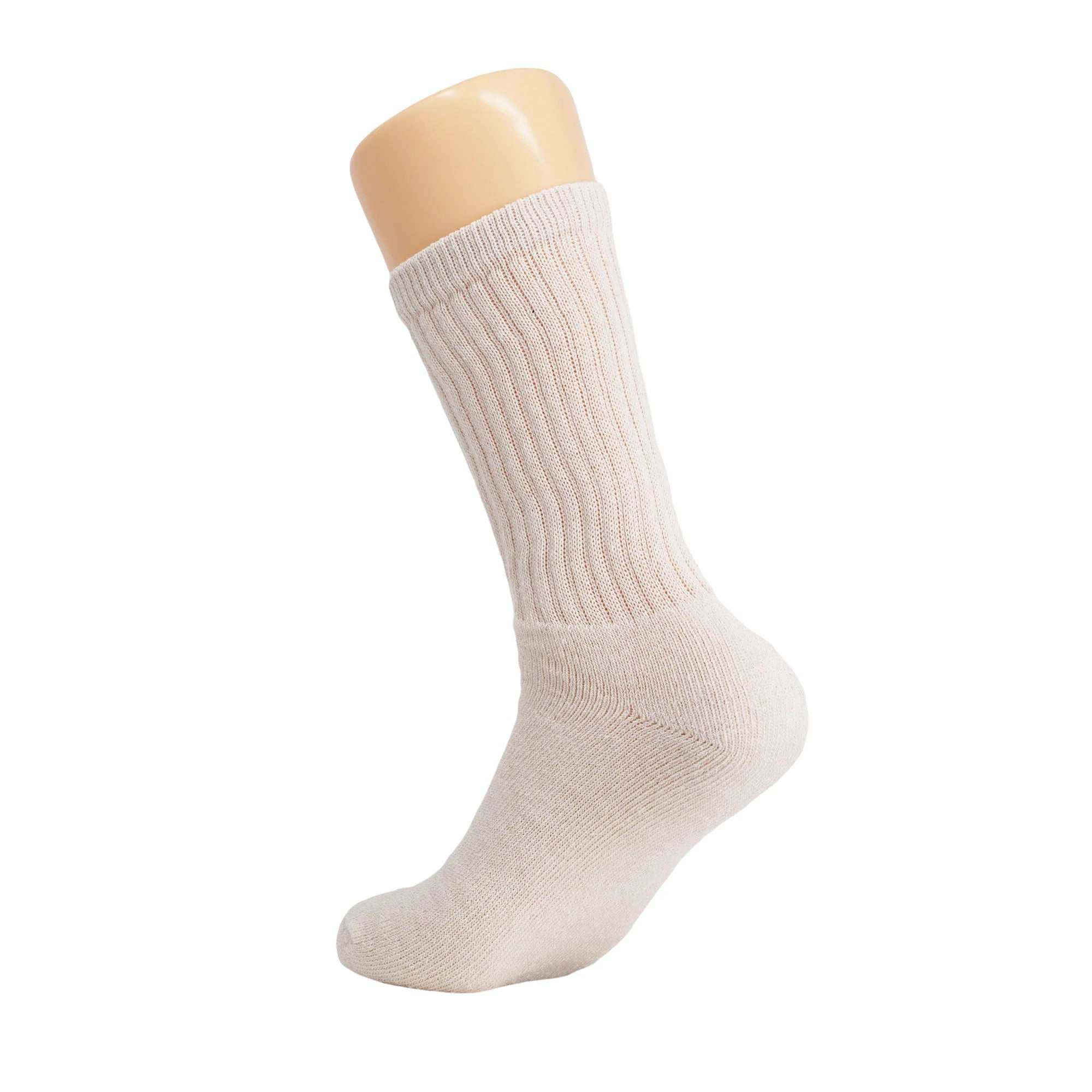 Ecru cotton crew sock on display, showcasing its soft and breathable design, ideal for women's shoe sizes 5-10.