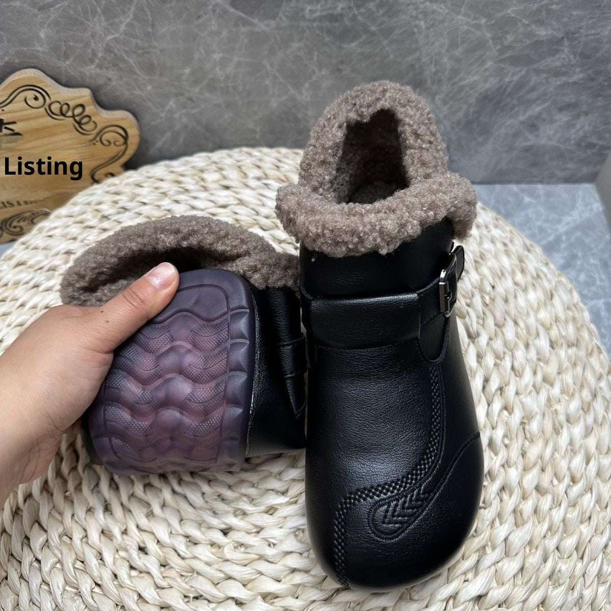 2025 Winter Soft Leather Ankle Boots Women