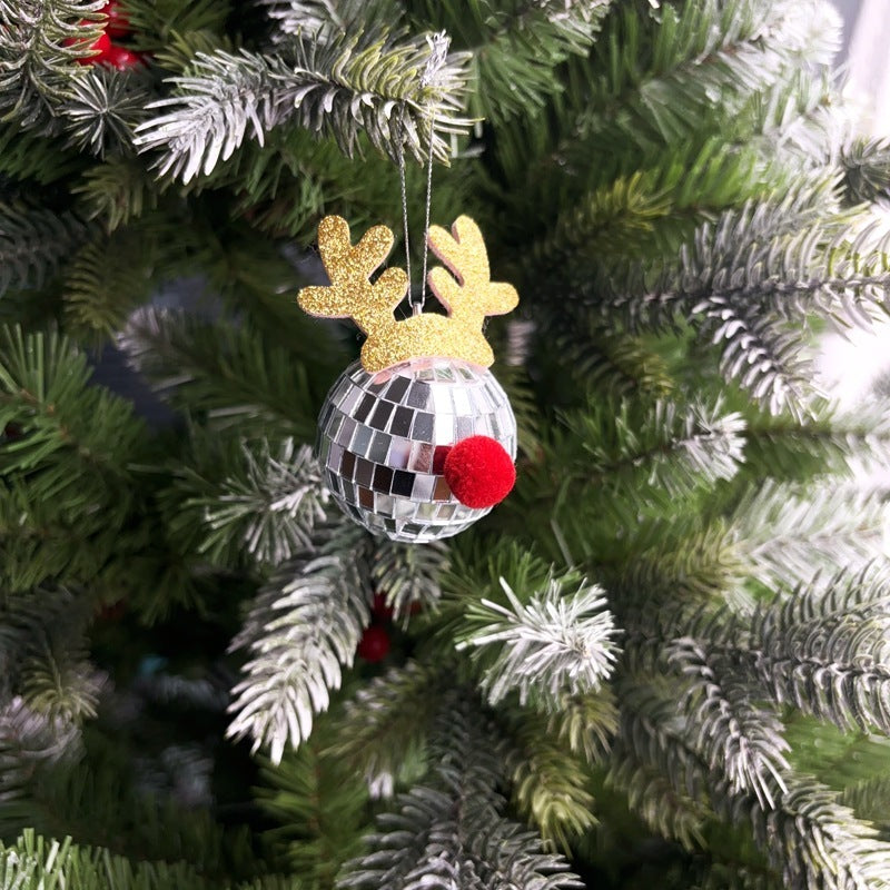 5 Pcs Christmas Silver Disco Mirror Ball With Rope Reflective Mirror Ball Hanging Bright Elk Horns Xmas Ball Ornament For Christmas Tree Birthday Wedding Party Dance Music Festivals Decor Supplies