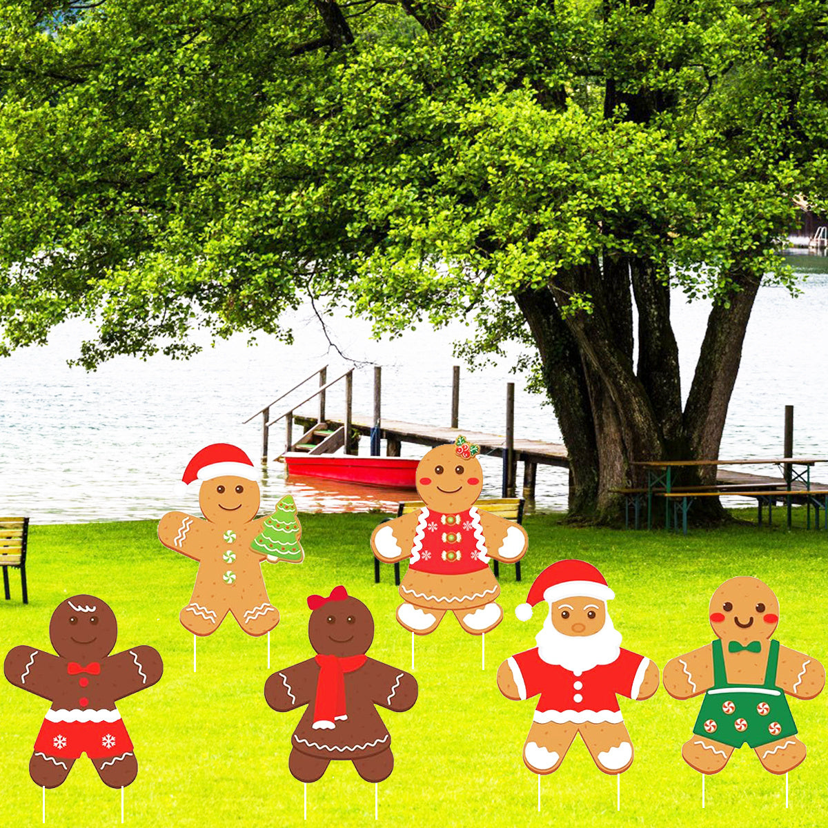 12 Christmas Gingerbread Man Yard Signs