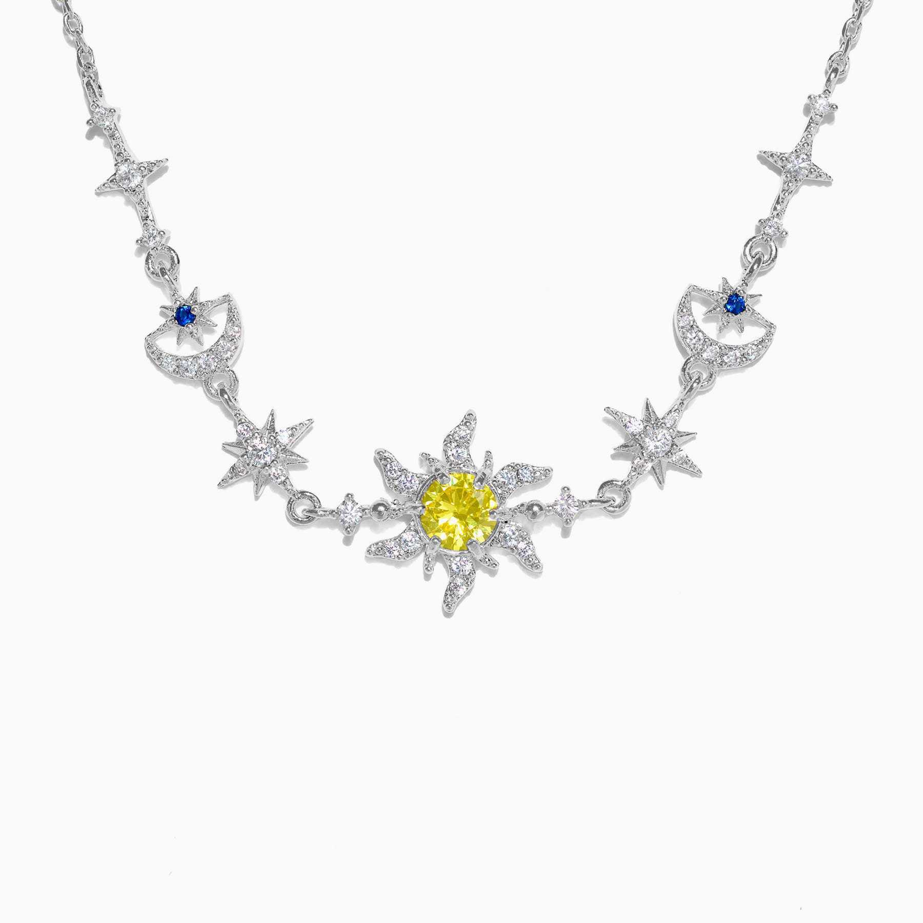 Fashion Sun Eight awn star moon heart shape silver plated necklace for women