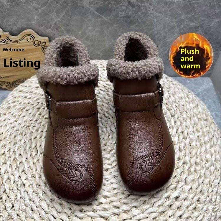 2025 Winter Soft Leather Ankle Boots Women
