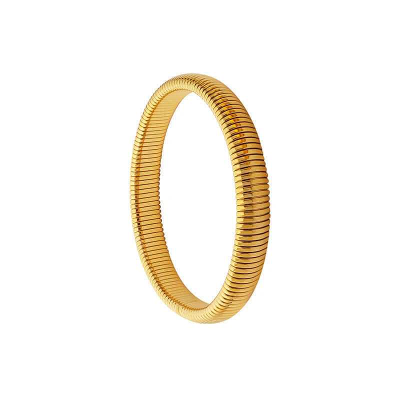 Flexible gold-plated elastic bangle showcasing a sophisticated design for versatile styling.