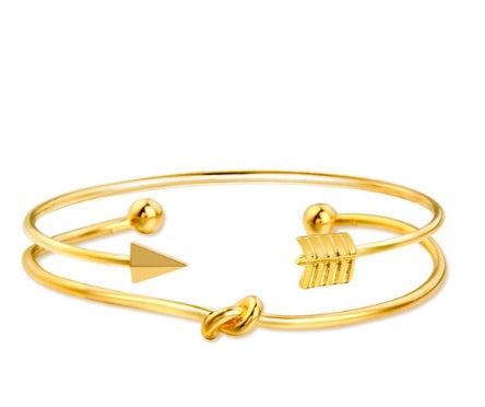 CZ Heart Gold Crystal gold plated alloy bracelet with arrow and heart design