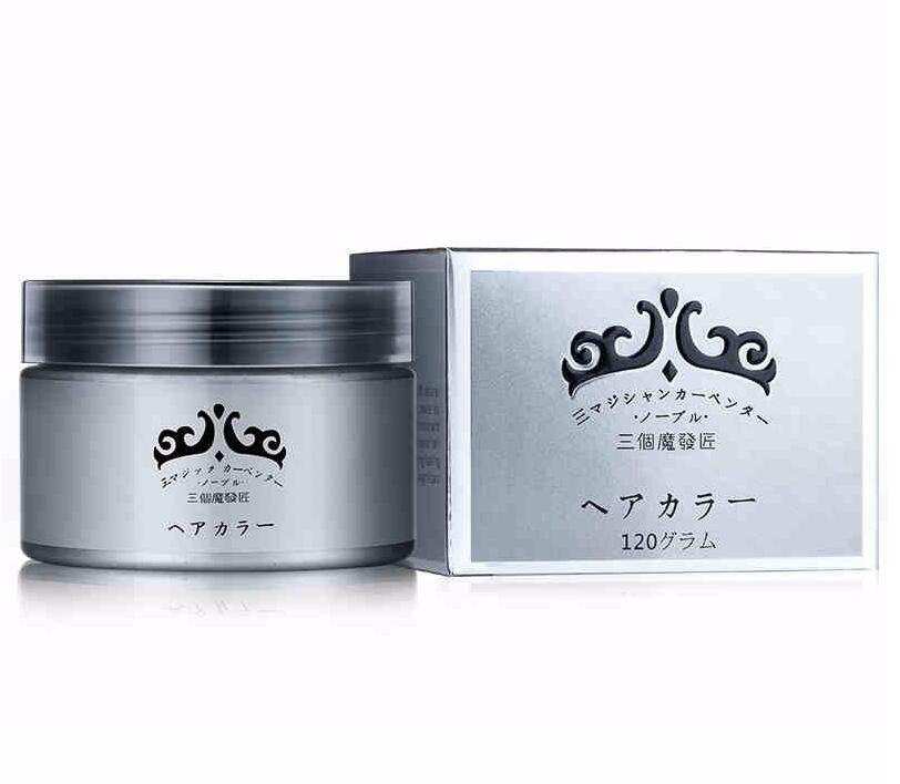Hair Color Wax one-time hair dye wax in silver container and box