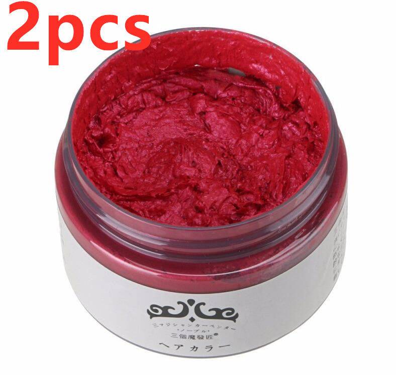 red hair color wax in open container for one-time hair dyeing