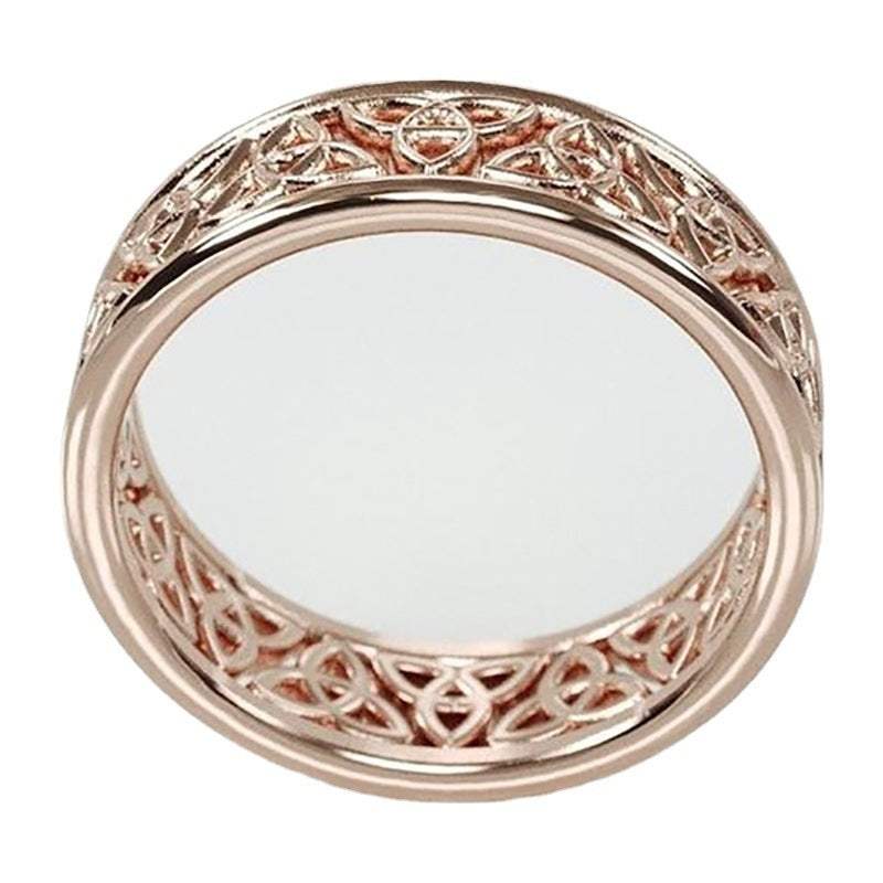 Rose gold hollow flower ring for women with intricate geometric design and electroplated alloy material