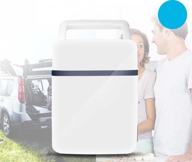 white portable household refrigerating box for cosmetics and beverages with handle