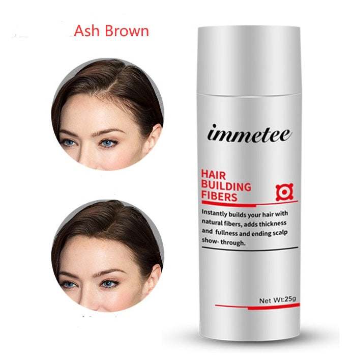 immetee plant hair additive fiber powder for thinning hair ash brown shade 25g bottle with before and after results