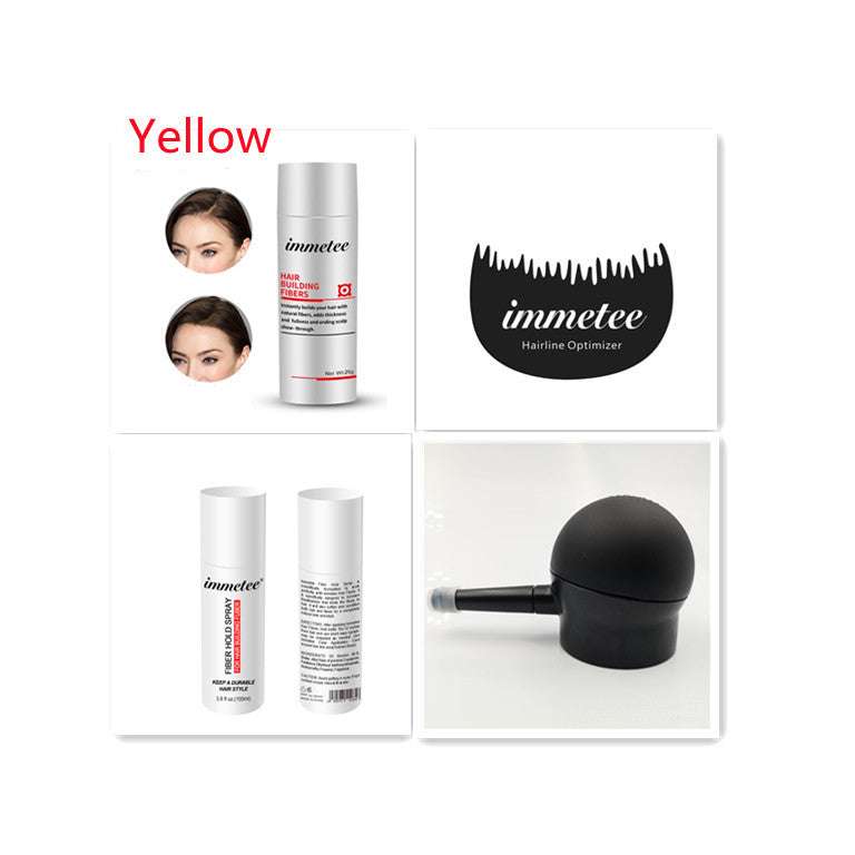 Immetee plant hair additive fiber powder for thinning hair, yellow color, hairline optimizer, 25g bottle with applicator tool
