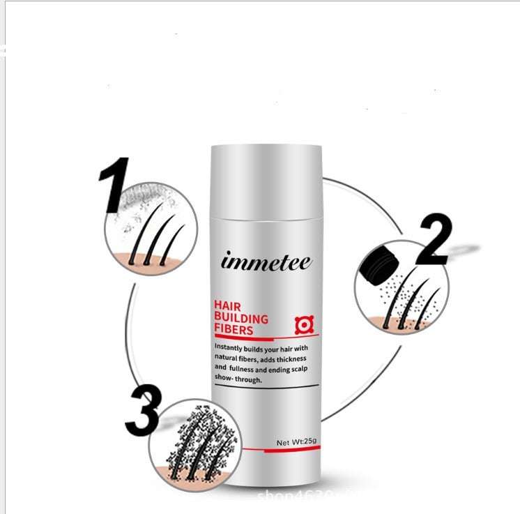 Plant hair additive fiber powder by immetee for thinning hair coverage and thickness enhancement