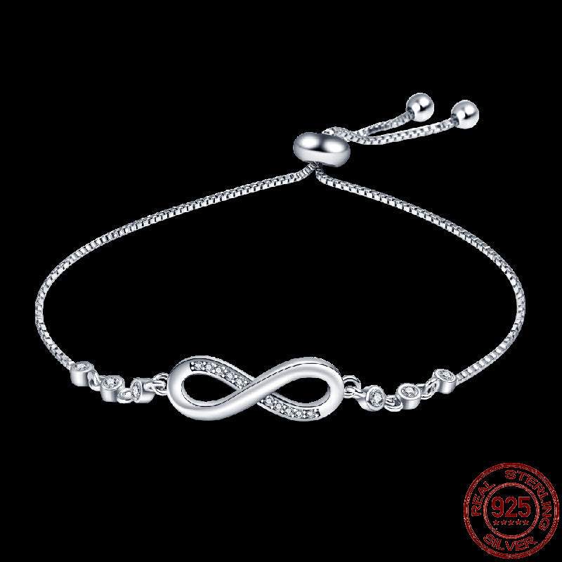 Infinity Hamsa sterling silver bracelet with adjustable chain and classic design