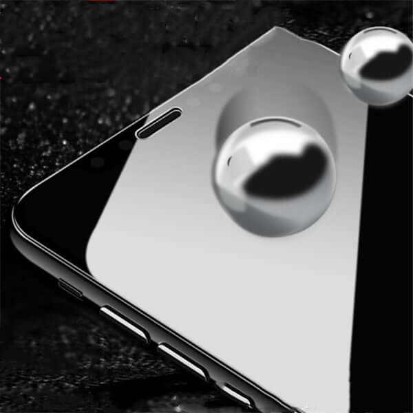 Tempered glass screen protector with water droplets demonstrating its smooth surface and protection feature.