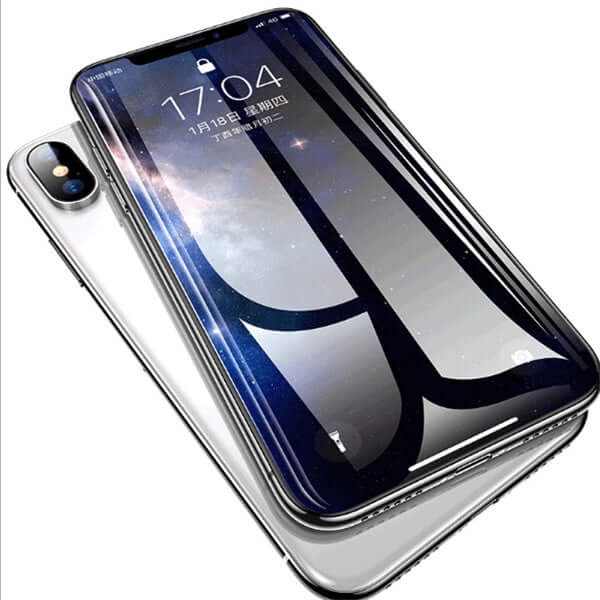 Tempered glass screen protector for iPhone, showcasing clarity and design with strong durability.