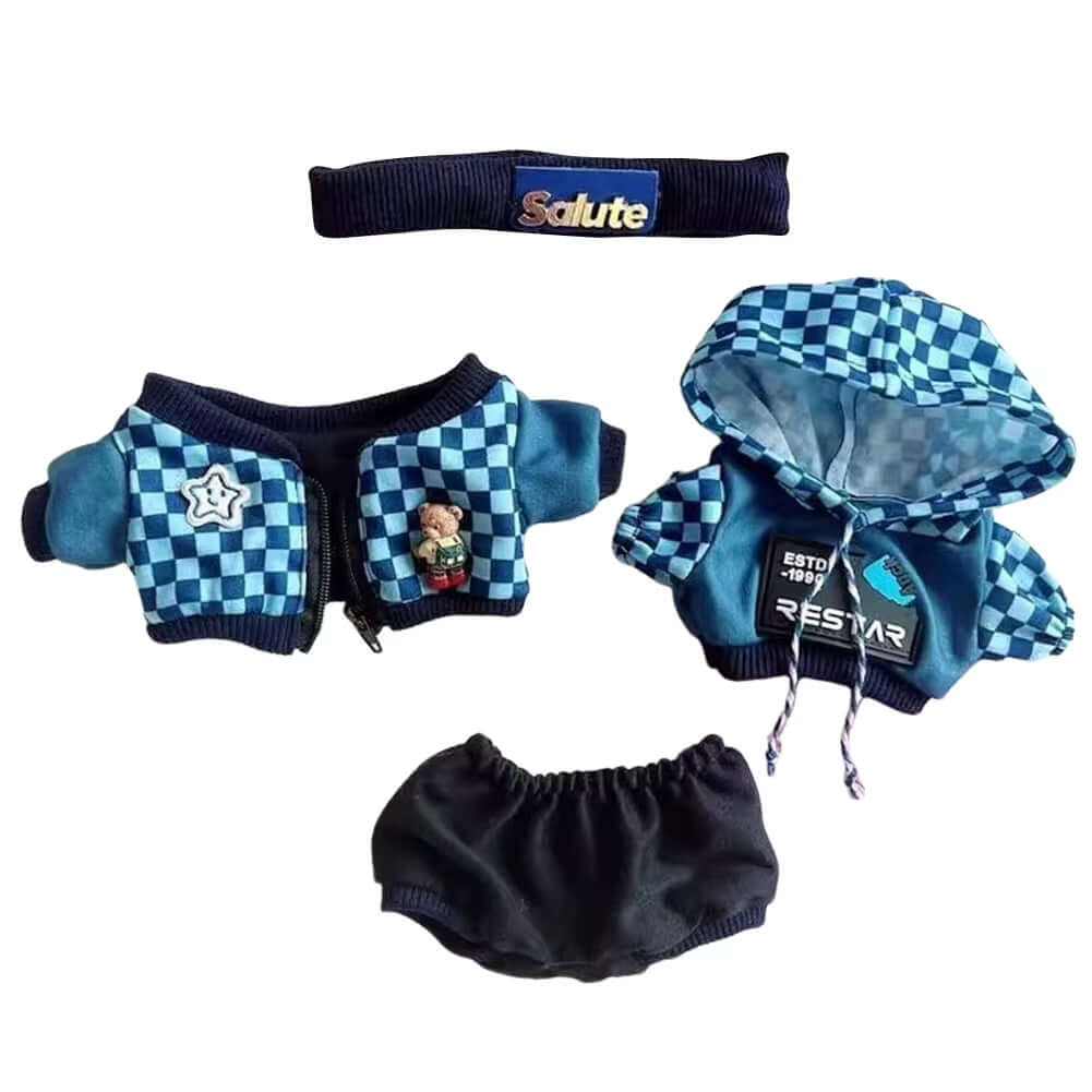 For Labubu 17Cm Doll Clothes Cute Plush Doll Clothes Headband Hoodie Coat Trousers Doll Dress up for Labubu Dolls Fans Gift
