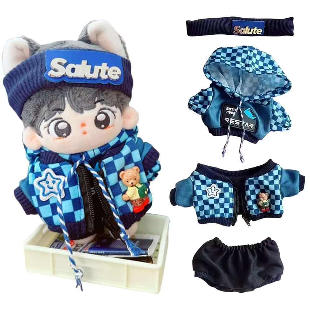 For Labubu 17Cm Doll Clothes Cute Plush Doll Clothes Headband Hoodie Coat Trousers Doll Dress up for Labubu Dolls Fans Gift
