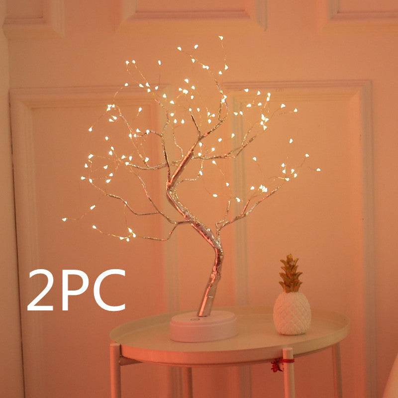 LED Christmas tree night light with 108 warm white LED lights on a small decorative tree