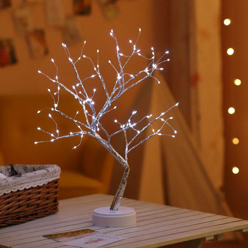 LED Christmas tree night light with 108 warm white LED lights on a touch switch base