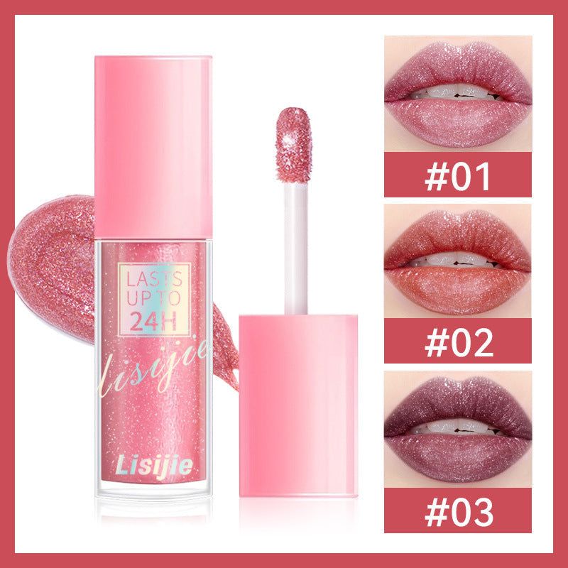 Long-Lasting Luxury Lipstick moisturizing glossy pink shades #01 #02 #03 with applicator