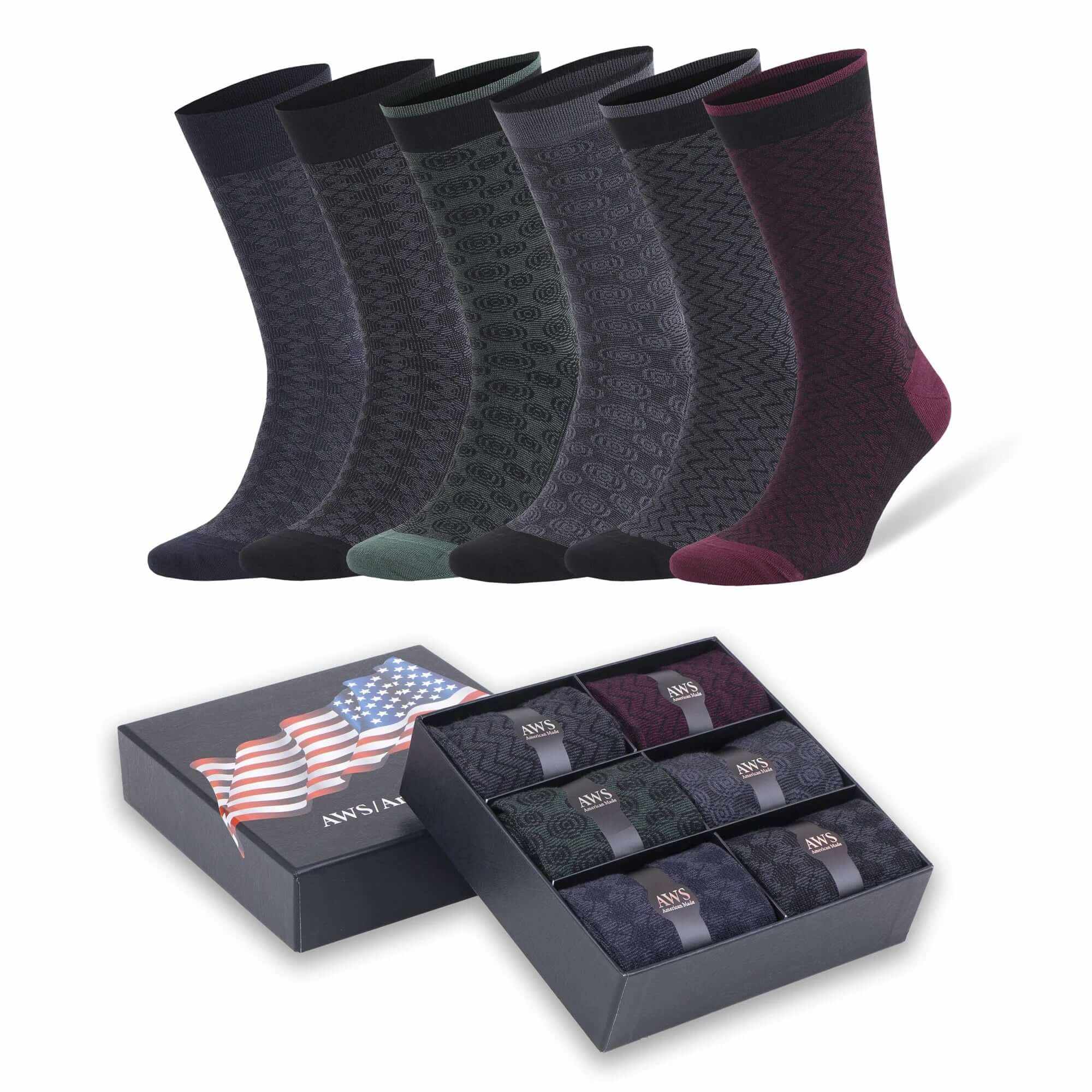Men’s Bamboo Rayon Crew Socks breathable lightweight moisture-wicking crew length socks in assorted colors with gift box