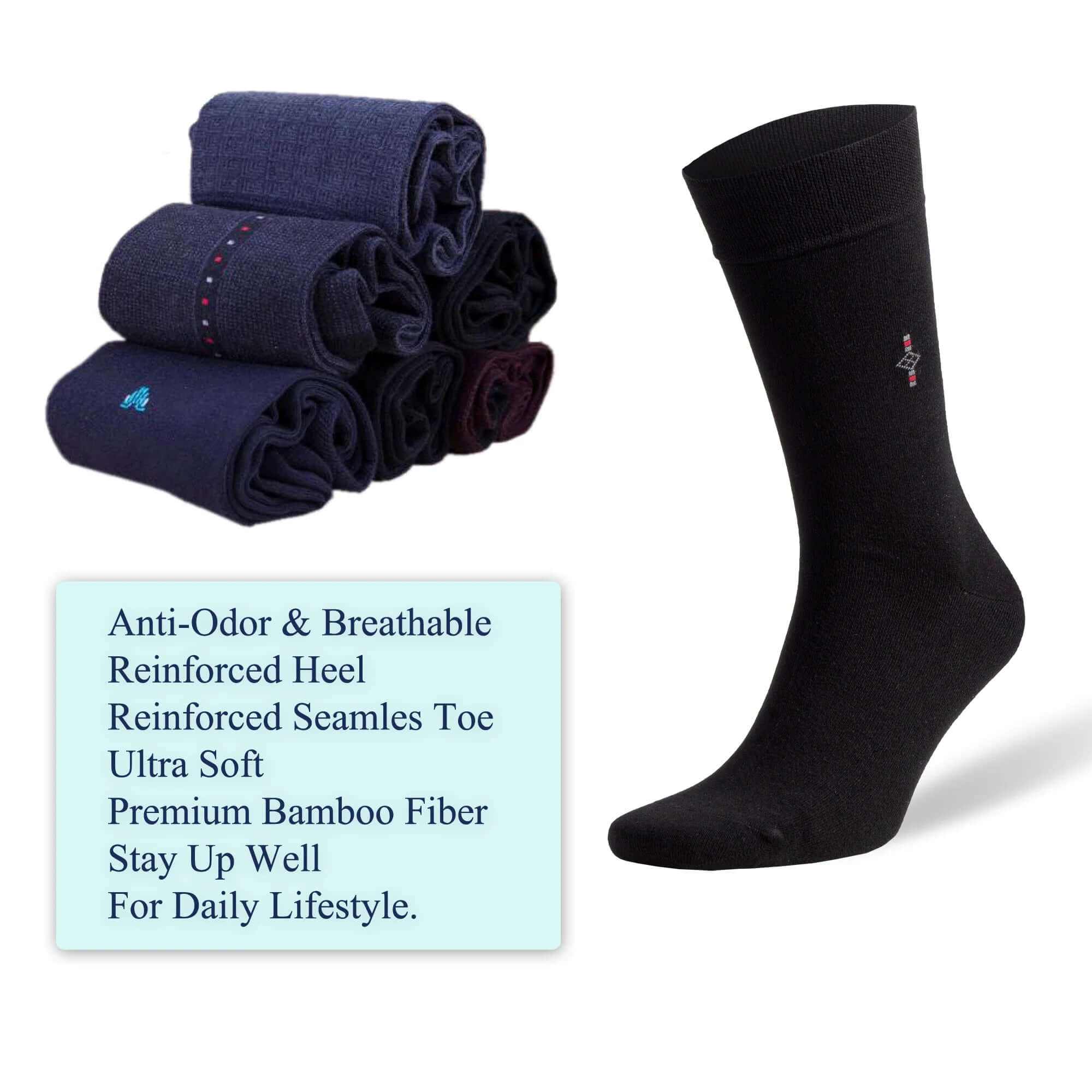 Men’S Bamboo Dress Socks – Seamless Toe, Moisture-Wicking & Odor-Resistant | Available in 1, 3, or 6 Pairs