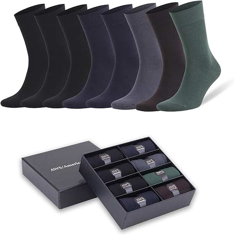 Men’S Bamboo Rayon Dress Socks 8 Pairs Assorted Colors Size 8-11.5 Soft Odor-Free Eco-Friendly