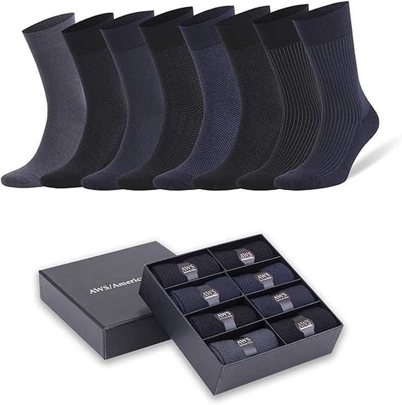 Men’S Bamboo Rayon Dress Socks 8 Pairs Assorted Colors Size 8-11.5 Soft Odor-Free Eco-Friendly